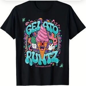 Cannabis Graphic Gelato Runtz T-shirt Black